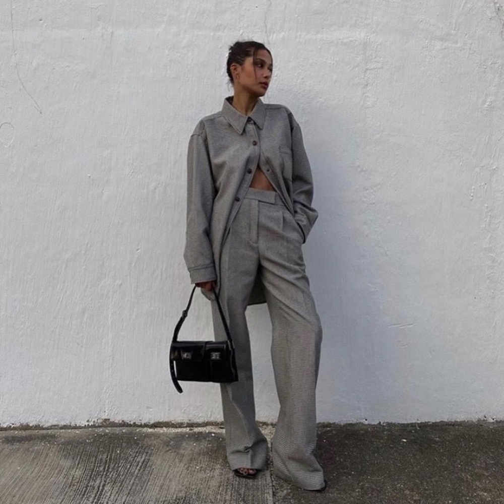 Alexander Wang high waisted pleated houndstooth trousers